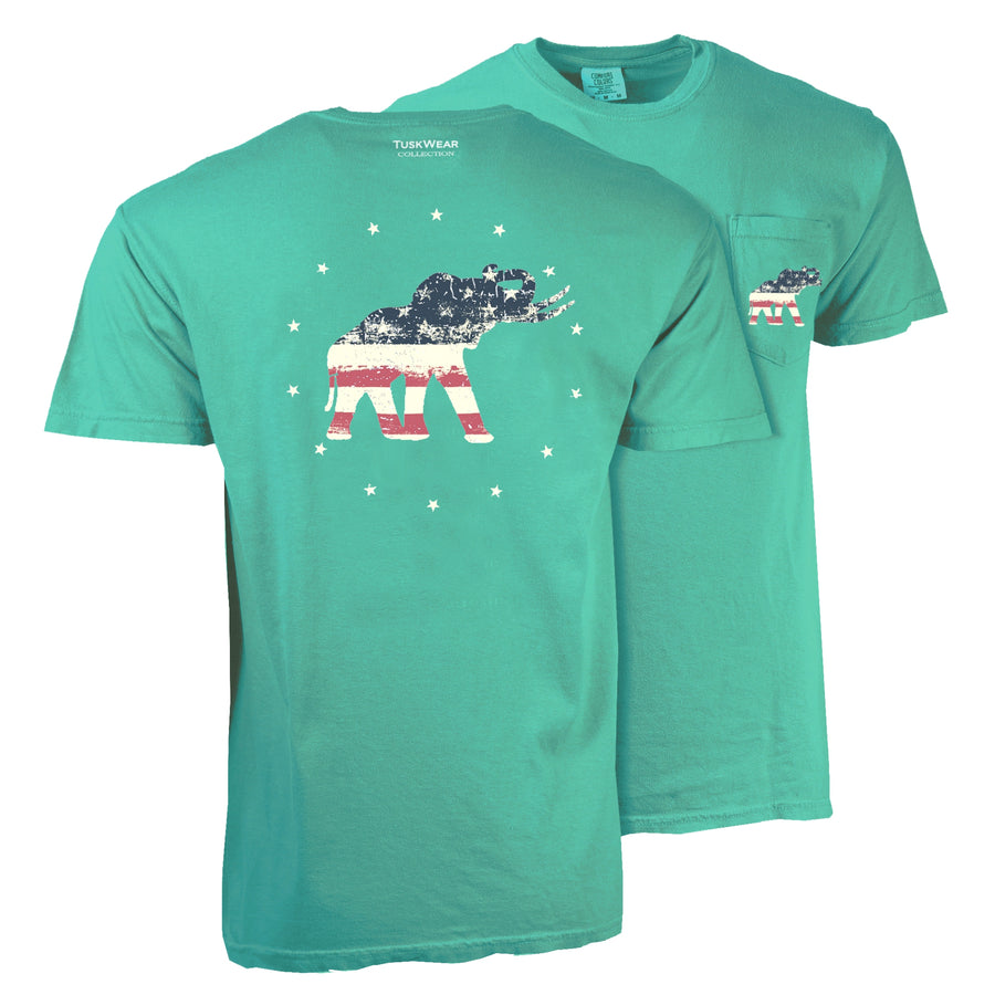 Tuskwear American Flag Elephant Tee - Short Sleeve, Comfort Colors
