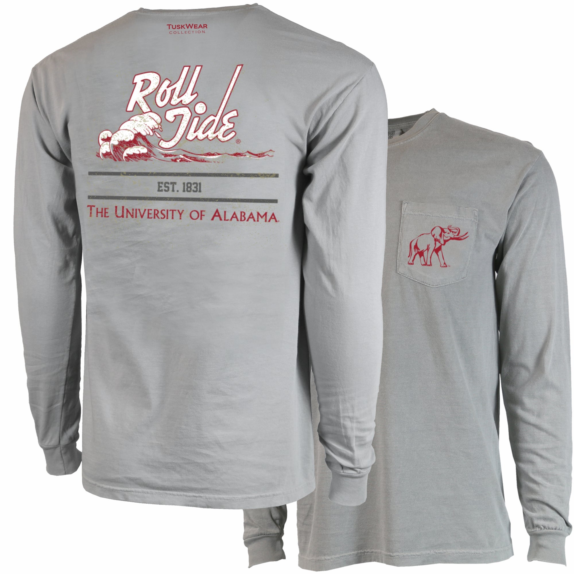 Tuskwear Roll Tide Wave UA Tee - Long Sleeve, Comfort Colors